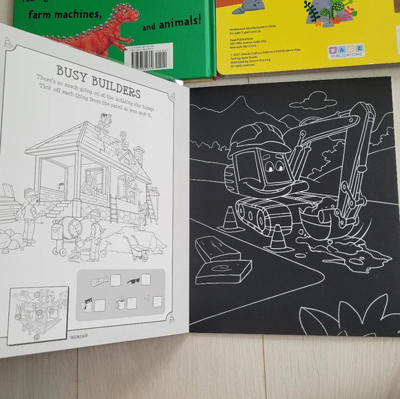 Dinosaur and Tractor  Kids Children Activity Reading Books - Puzzle Scratch - Picture 3 of 6